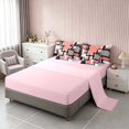 thumbnail image 4 of Homewish Geometric Checkered Twin Bedding, Orange White Black Bedding Comforter Set, Pink Reversible, 7pcs, 4 of 7