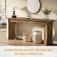 thumbnail image 3 of Tribesigns Table Console de Ferme 70,9 Pouces, Table de Canapé en Bois Extra Longue avec Plateau Élargi et Double Piédestal pour Salon, Couloir, Hall d'Entrée, Brun Rustique, 3 of 5