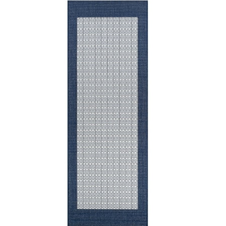 Couristan Recife Checkered Field Area Rug  2 3  x 7 10  Runner  Ivory-Indigo Couristan Recife Checkered Field Indoor/ Outdoor Area Rug in Ivory-Indigo: Indoor and Outdoor Rated Features a Structured  Flat Woven Construction that has a Smooth Surface Made from 100% Polypropylene  Making It Durable  Stain Resistant  and Easy to Clean UV Resistant to Keep Colors Brighter for Longer Pet-friendly