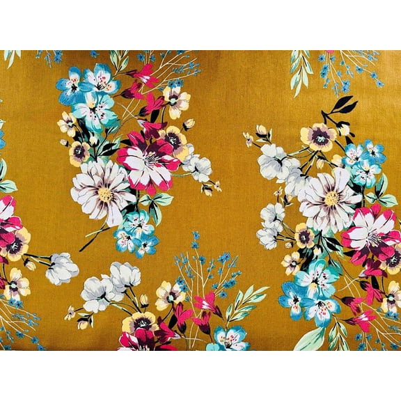 Hokkoh Fabric - Olive - White - Teal - Purple - Fabric By The - 1/2 Yard