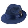 thumbnail image 1 of Montique Sapphire Pinch Braided Fedora With Matching Satin Ribbon Hat H-34, 1 of 1