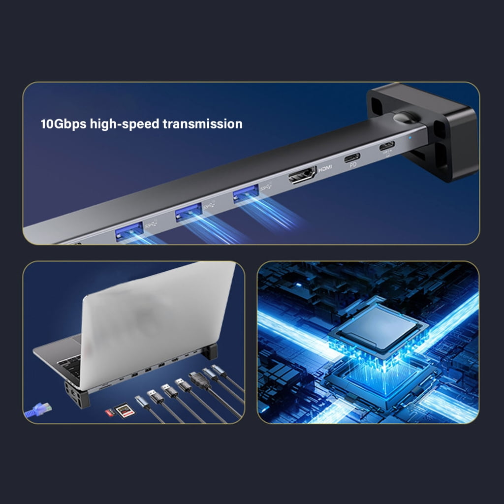 Tizuqe 9 Port USB C Docking Station 10Gbps USB Hub for Laptops Tablets with Power Delivery and Card Readers Multiports