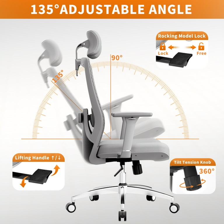 Ergonomic Office Chair, Big and Tall Office Chair with 3D Armrest