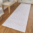 thumbnail image 2 of Feizy Saphir Mira Modern Solid, White, 2'6" x 8' Runner Sheen Fade Resistant Farmhouse Diamond Design Carpet for Living Dining Bed Room, 2 of 5