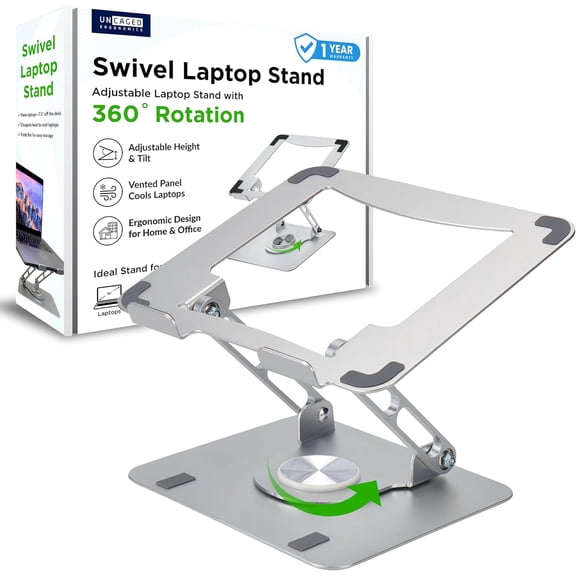Swivel Laptop Stand for Desk, Adjustable Computer iPad Stand for Desk w/ 360 Rotation, Portable Laptop Holder for Home Office Ergonomic Supplies
