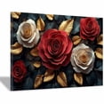 thumbnail image 2 of Mudket Framed Canvas Wall Art Red White Rose Floral Prints Wall Art Modern Botanical Flower Wall Decor Ready to Hang for Living Room Bedroom Home Decor Floral Canvas Print - 12"L x 8"W, 2 of 10