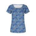 thumbnail image 6 of VANLOFE O-Neck T-Shirts Blue Shirts for Women Gift for Bathday Women Fashion Printed Casual Round Neck Short Sleeve Loose T-Shirt Blouse Tops, 6 of 6