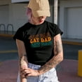 thumbnail image 2 of Cat Dad, Cat Owner or Lover Fathers Themed, Groovy Retro Wavy Text Merch Gift, Military Green T-Shirt, XL, 2 of 5