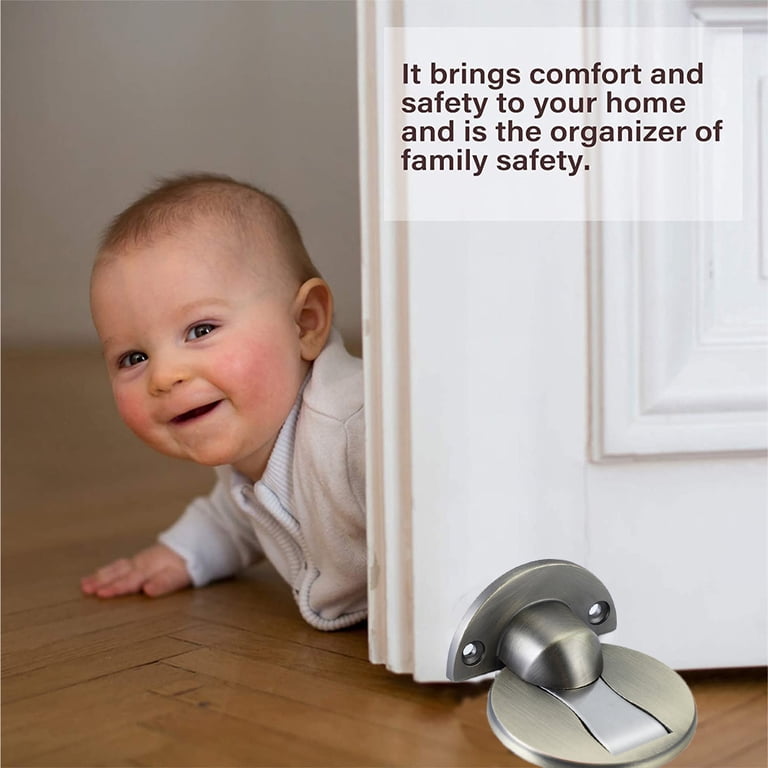 LemonHo 2-Pack Floor Door Stoppers - Gold Stainless Steel, Drill-Free Or Screw Mount, With Black Rubber Bumper
