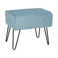 thumbnail image 6 of Home Soft Things Jacquard Chenille Stool Chair Upholstered Footrest Ottoman with Black Metal Legs and Padded Seat, Babati-Turquoise, 19" x 13" x 17", 6 of 6