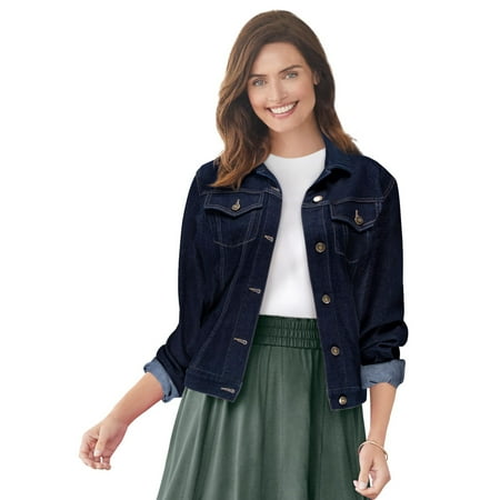 Woman Within Women's Plus Size Stretch Denim Jacket Color: Indigo Size: 26