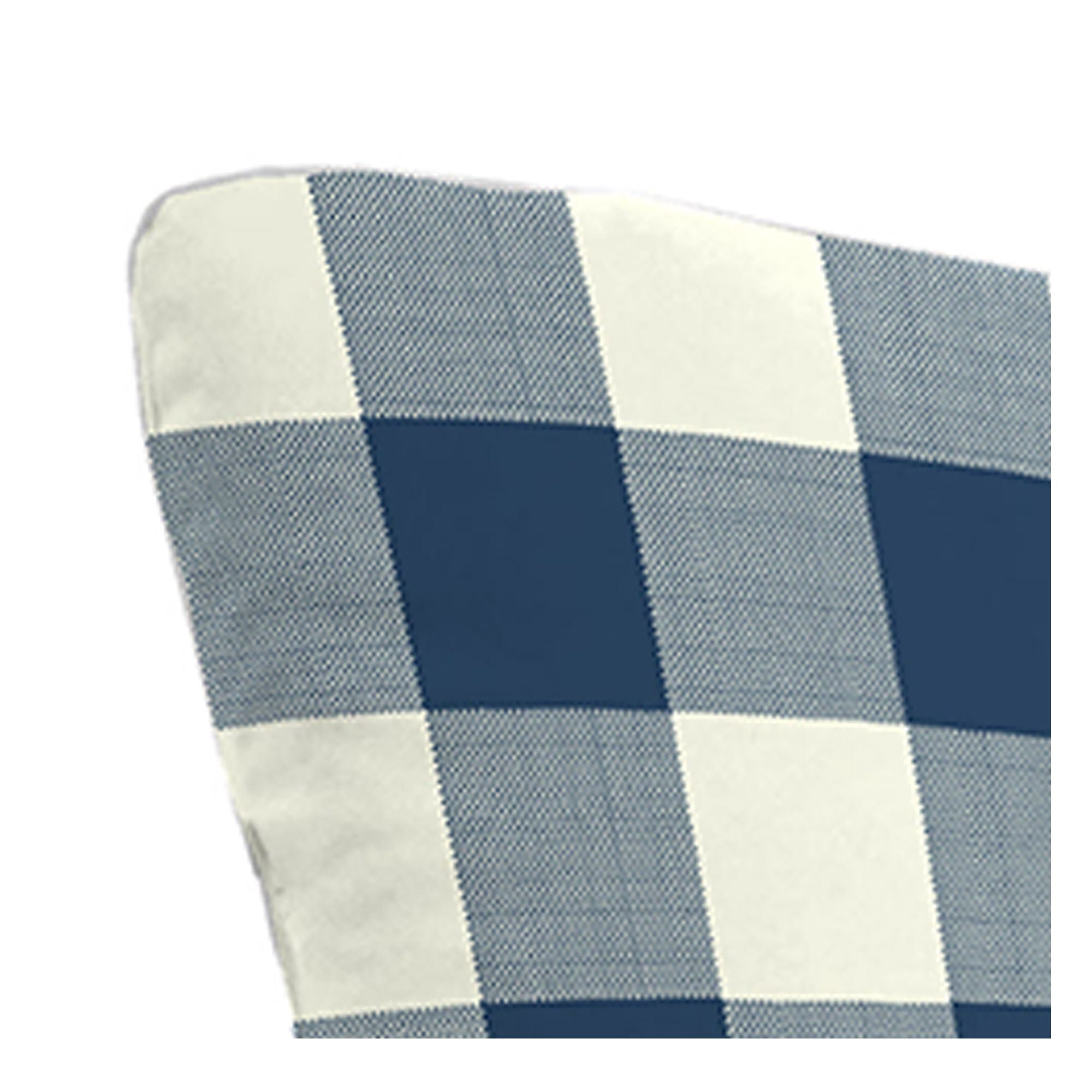 Jordan Manufacturing 74" x 22" Navy Buffalo Check Rectangular Outdoor Chaise Lounge Cushion with Ties
