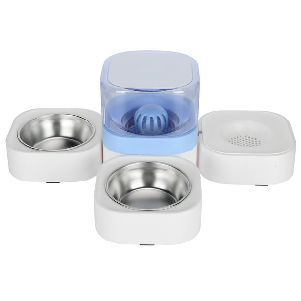 Comedero automático multifunción para mascotas, bebedero para perros y gatos con diseño de múltiples cuencos (bebedero con doble cuenco (azul))