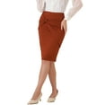 thumbnail image 4 of INSPIRE CHIC Work Knee Length Bodycon Skirts for Women's Ruched High Waist Pencil Skirt L Caramel, 4 of 6