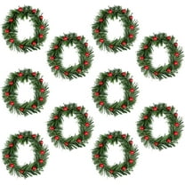 GoXteam 10 Pieces 5.5" Mini Christmas Wreaths for Kitchen Cabinet/Window/Front Door, Artificial Red Berries & Pinecones, Christmas Candle Rings, Table/Farmhouse Decoration