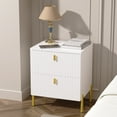 thumbnail image 3 of DIYART Luxury Fluted Night Stand Set of 2, Nightstand with 2 Drawers, Modern Bedside Table with Golden legs and handles, End tables for Living Room Bedroom, White, 3 of 8