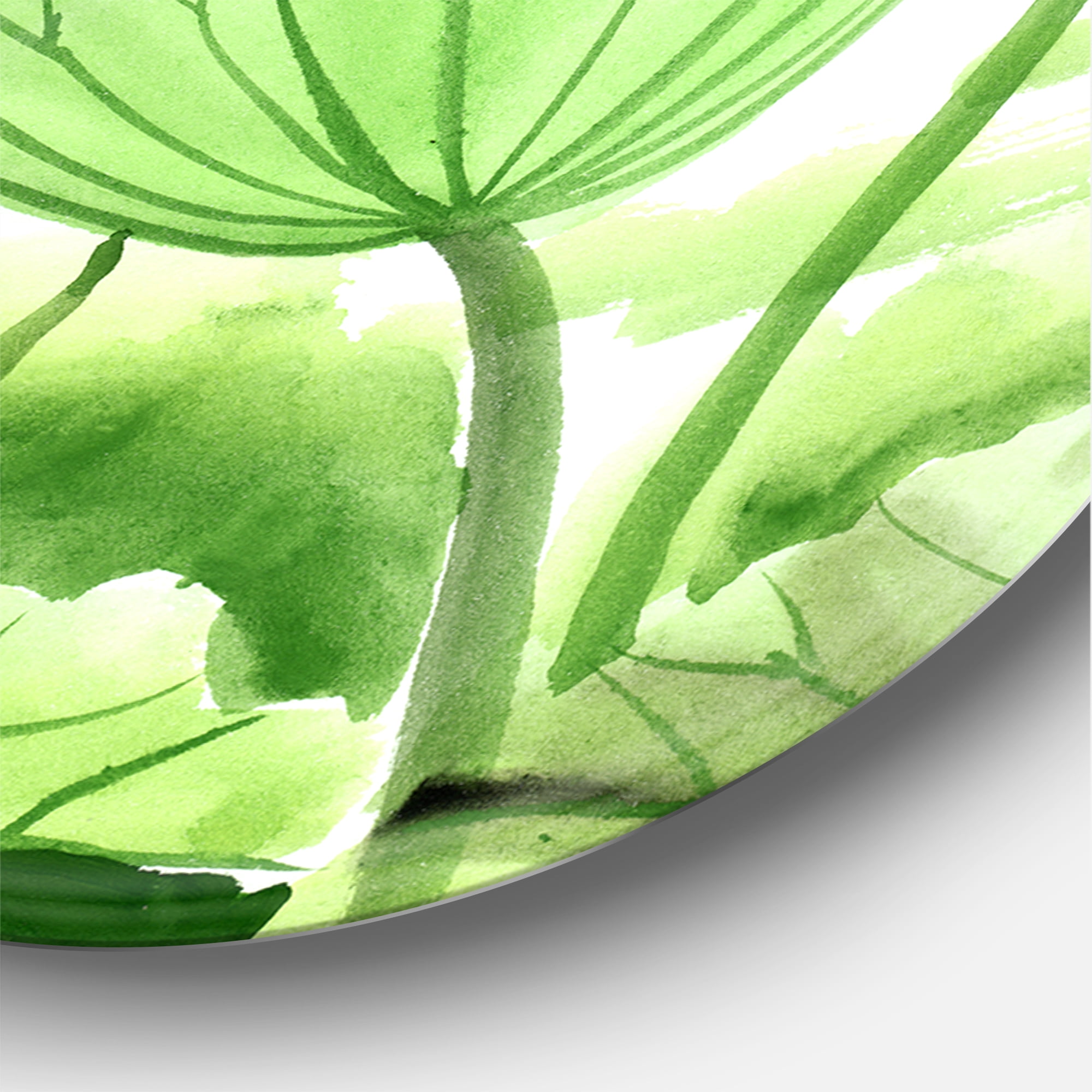 Designart 'Ancient Lotus Leaves In The Pond' Traditional Circle Metal Wall Art 11x11 - Disc of 11