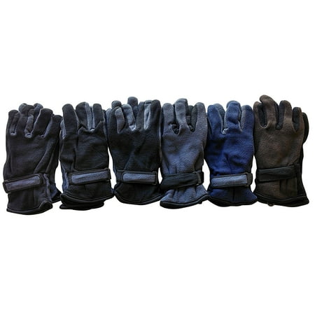 Hybrid Fleece Glove - 6 Pair Of Mens excell Warm Fleece Winter Gloves