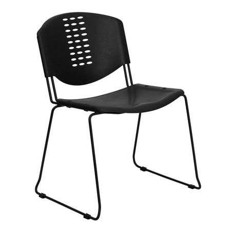 400 Stack - 400 lb. Capacity Black Plastic Stack Chair with Black Frame