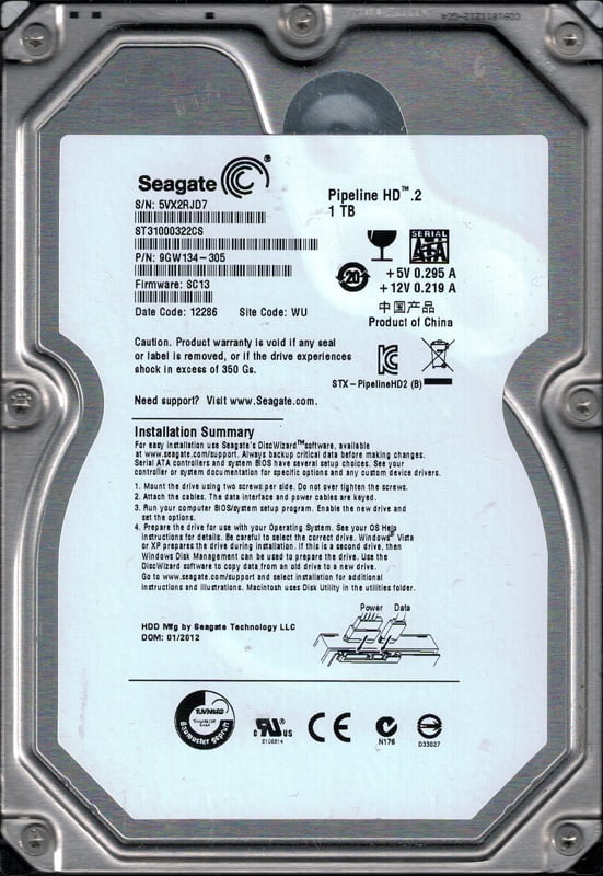 Seagate 1TB Internal HDD 3.5/" SATA ST31000322CS VIDEO 1000GB FACTORY SEALED
