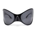thumbnail image 2 of Polarized Exaggerated XXL Wrap Curved Mask Style Plastic Sunglasses All Black, 2 of 4