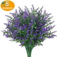 thumbnail image 2 of Deago 8 Bundles Artificial Lavender Flowers Outdoor Fake Flowers for Decoration UV Resistant No Fade Faux Plastic Plants Garden Porch Window Box Decor (Purple), 2 of 9