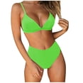 thumbnail image 2 of Sngxgn Women High Waisted Bikini Set Swimsuit Scoop Neck Cheeky Bathing Suit(Green,L), 2 of 5