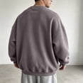 thumbnail image 7 of XRoczxe Unisex Solid Crew Neck Sweatshirt Oversized Drop Shoulder Long Sleeve Pullover Casual Fleece Basic Sweat Top Neutral Couple Matching Outfit Multiple Plain Colors Dark Gray, 7 of 7