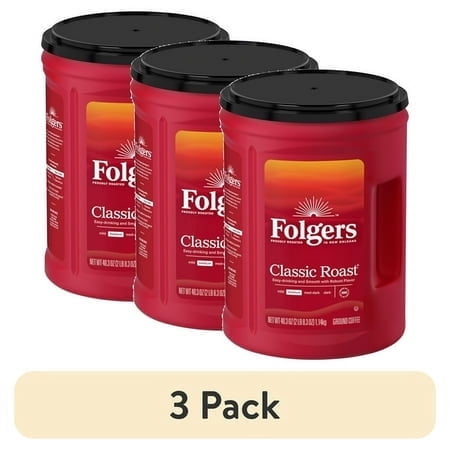 (3 pack) Folgers Classic Roast Medium Roast Ground Coffee, Limited Edition Canister for America’s 250th Anniversary, 40.3 oz