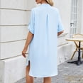 thumbnail image 5 of OSOLU Women Spring/summer Solid Color Loose Shirt Dress Mid Sleeve Button Dress Fashionable Sundress Dresses For Women 2025 Elegant Classy, 5 of 5