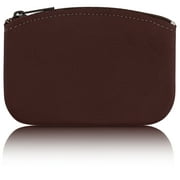 Classic Men's Large Coin Pouch Change Holder, Genuine Leather, Zippered Change Purse, Pouch Size 5 x 3 By Nabob (Burgundy)