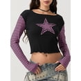 thumbnail image 4 of Hirigin Women Star Graphic Print Y2K Baby Tees Crop Tops Fairy Grunge Teens Girls Vintage Aesthetic Shirt Harajuku Streetwear, 4 of 7