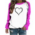 thumbnail image 4 of BLVB Womens Valentine's Day Crewneck Sweatshirts Raglan Long Sleeve Heart Printed Casual Loose Fall Pullover Blouse, 4 of 6