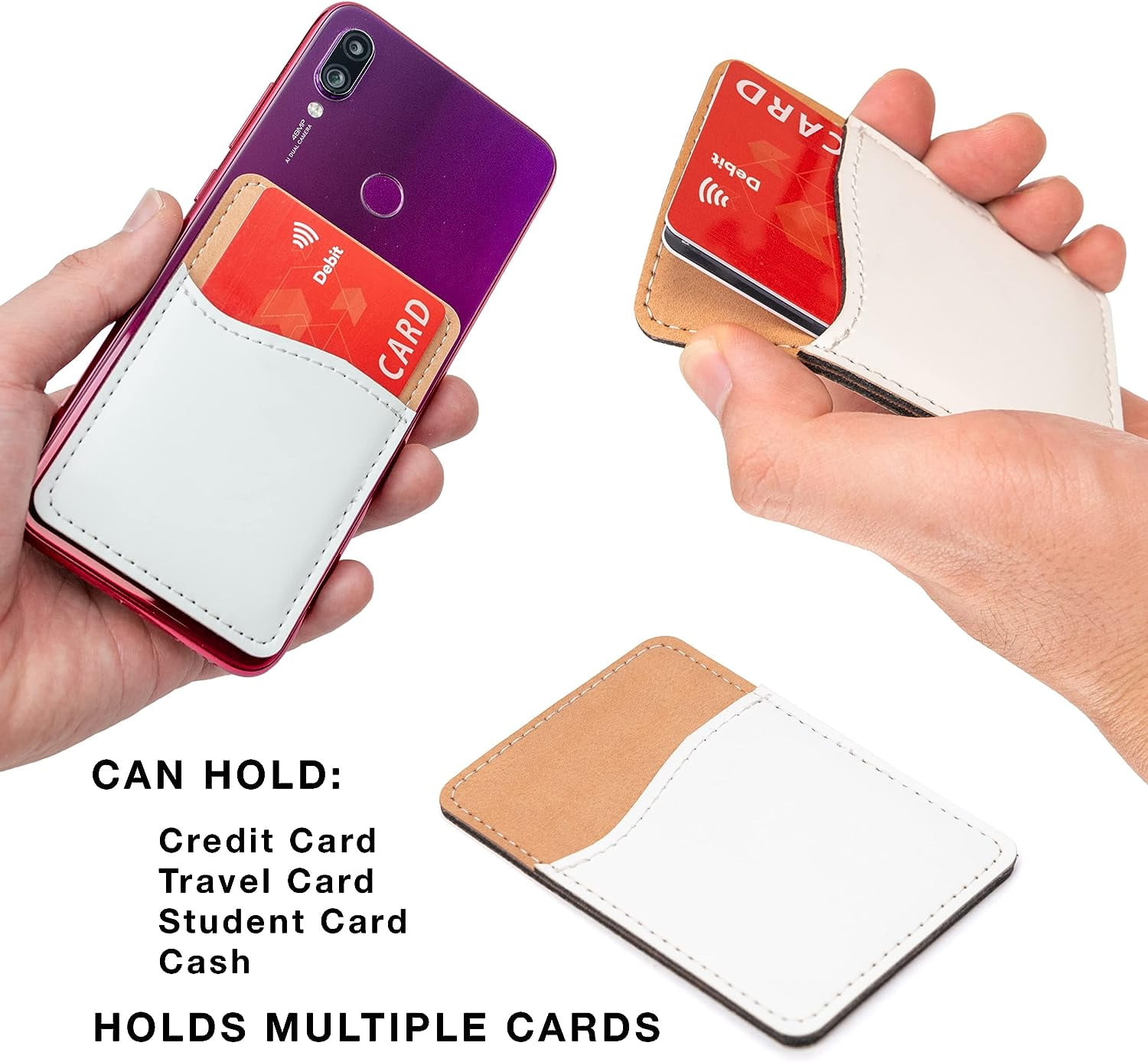 ABCISI Sublimation Blanks Phone Wallet - PU Leather Card Holder for Back of Phone Stick on iPhone Android HTV Friendly DIY Blanks for Vinyl Projects (10PCS White PU Leather)