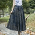 thumbnail image 2 of Mujeres Boho Floral Vintage Falda larga Tallas grandes con cintura elástica Bolsillos laterales Abanopi Falda, 2 of 7
