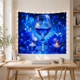 thumbnail image 5 of Blue Rose Wine Glass Surrounded By Sparkles, Romantic Gothic Style for Flower Lovers, Floral Wall Art, Valentine's Day Gift Tapestry Wall Hanging for Bedroom and Dining Room, 5 of 7