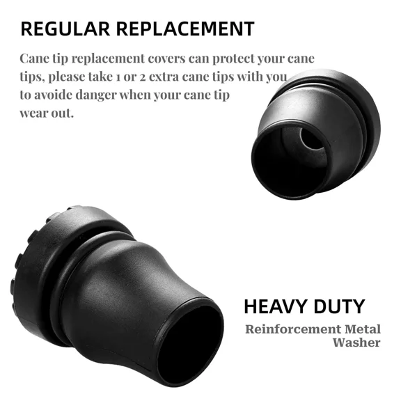 8 Pcs Replacement Rubber Cane Tips for Walking Stick – Heavy Duty Anti-Slip Support Feet Pads Universal Fit for Standard Walking Canes & Crutches