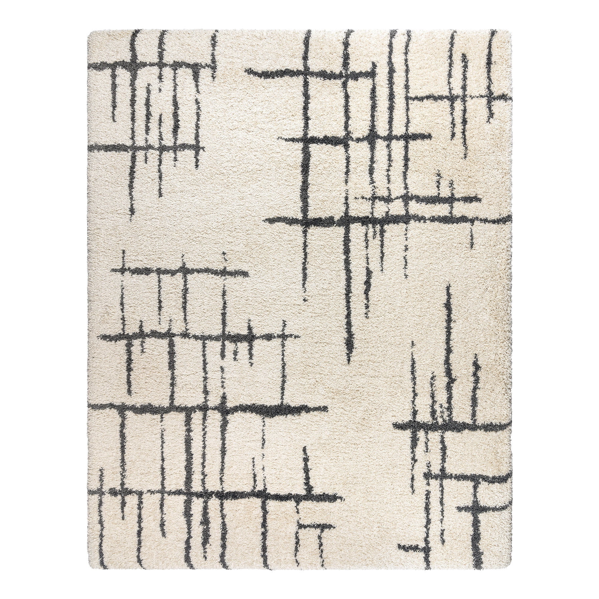 Gertmenian Ultimate Shag Malia Shag Abstract Ivory Indoor Area Rug, 6x9
