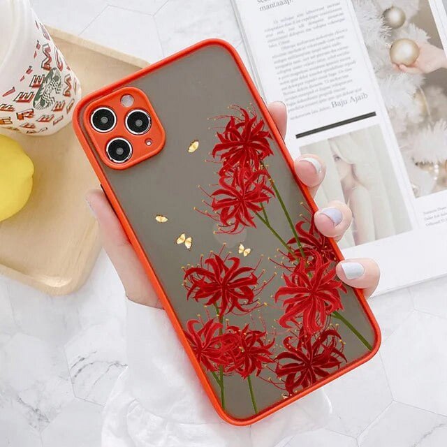 Hand Painted Phone Case For iphone 15 X XS MAX XR Flower Shockproof Case For iPhone 7 8 Plus SE 2 13 12 11 14 pro MAX Cover LXY