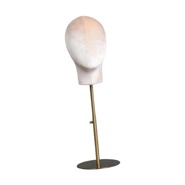 Cabeza de maniquí profesional de altura ajustable con soporte de base de metal. Color de piel