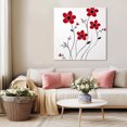 thumbnail image 5 of Red Spring Floral Wall Art Painting on Canvas, Elegant Summer Botanical Pastoral Canvas Art Home Prints Wall Art Framed Modern Artwork for Living Room Bedroom Wall Decor 16x16in, 5 of 9