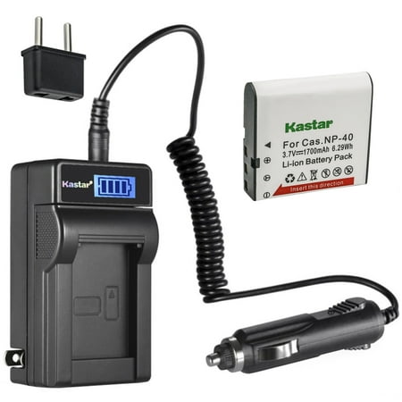 Kastar 1-Pack CNP-40 Battery and LCD AC Charger Compatible with BC-30L BC30L BC-31L BC31L CA NP-40 CA40 CA-NP40 CANP40 CA-MP40 D-CNP40-Y DB-CANP40 DBCANP40 DLI-202 DLI202 D-Li217