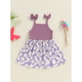 thumbnail image 2 of FEORJGP Kids Little Girl One-piece Cami Dress 1T 2T 3T 4T 5T Toddler Baby Sleeveless A-Line Dress Bow Daisy Print Square Neck Casual Dress Spaghetti Sn Cute Summer Clothes for Daily Vacation, 2 of 6