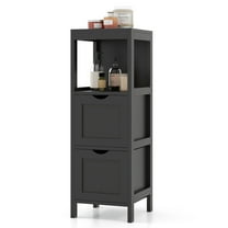 Costway Bathroom Floor Cabinet Freestanding Side Storage Organizer with 2 Removable Drawers Black