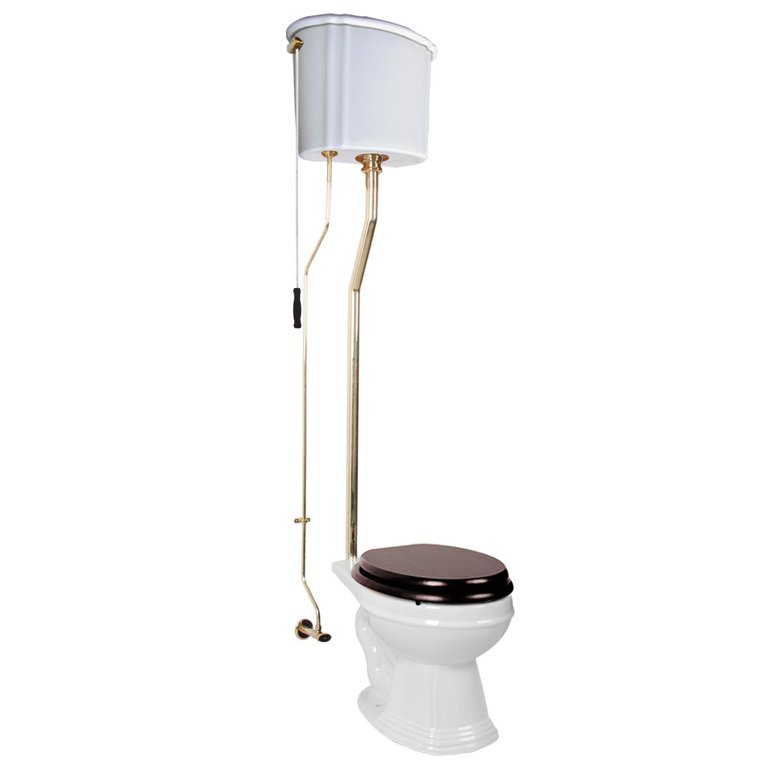 Aspen High Tank Pull Chain Toilet White Ceramic Tank Elongat