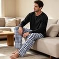 thumbnail image 5 of VV AVEORS Mens Pajama Set Pjs Christmas Plaid Sleepwear Cotton Lightweight Long Sleeve Pjs Soft Comfy Sleep Set With Pocket White S, 5 of 8