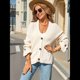 thumbnail image 5 of Suéter de Punto Grueso para Mujer, Cárdigan de Larga con Cuello en V, Botones y Bolsillo para Otoño e Invierno. Albaricoque L, 5 of 10
