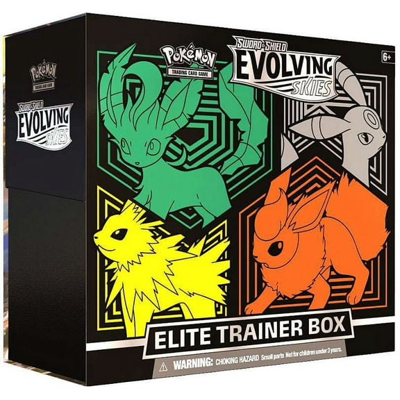 Pokemon Sword & Shield Evolving Skies Leafeon, Umbreon, Jolteon & Flareon Elite Trainer Box (8 Booster Packs, 65 Card Sleeves, 45 Energy Cards & More)