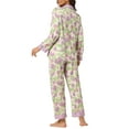 thumbnail image 3 of Womens Silk Pajamas Set Long Sleeves with Pants Lounge Satin Sleepwear M Purple, 3 of 5
