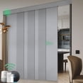 thumbnail image 1 of Yoolax Motorized Panel Track Blind Work with Remote Control Smart Light Filtering Vertical Blinds Electric Large Window Shade for Patio Sliding Door(80% Shading Shinny Grey,100"W x 84"H), 1 of 7